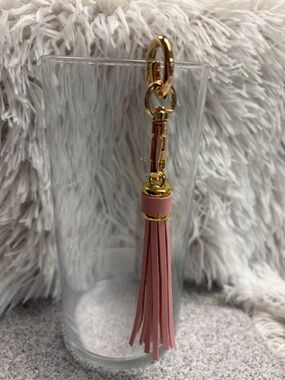 Rose Pink Tassel Keychain with Gold Hardware